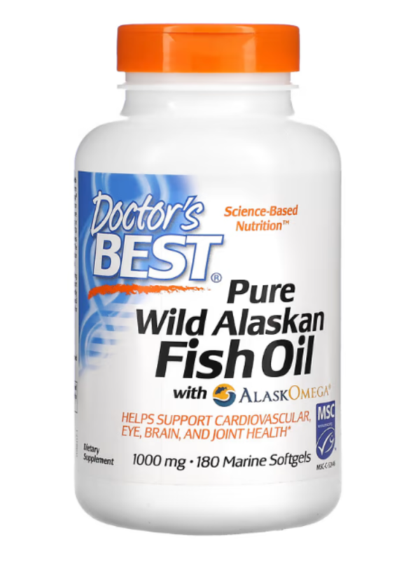 Doctor's Best, Pure Wild Alaskan Fish Oil with AlaskOmega, 1,000 mg, 180 Marine Softgels