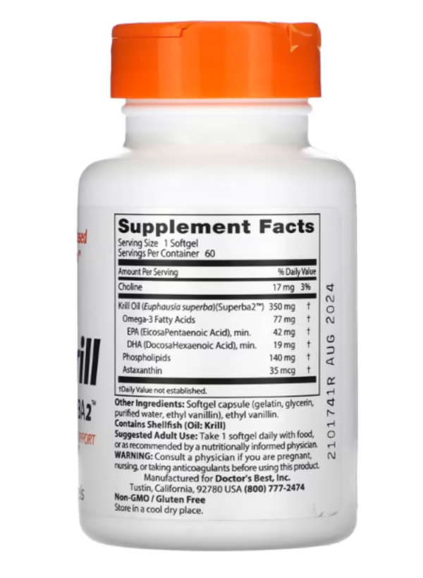 Doctor's Best, Real Krill, 350 mg, 60 Softgel
