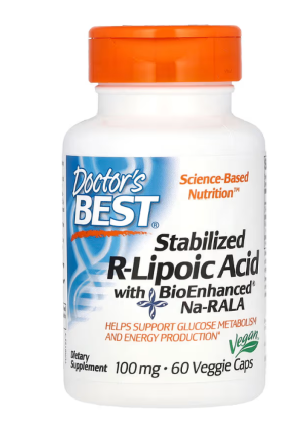 Doctor's Best, Stabilized R-Lipoic Acid with BioEnhanced Na-RALA, 100 mg, 60 Veggie Caps
