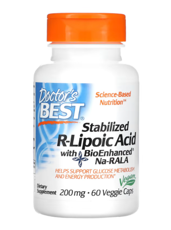 Doctor's Best, Stabilized R-Lipoic Acid with BioEnhanced Na-RALA, 200 mg, 60 Veggie Caps