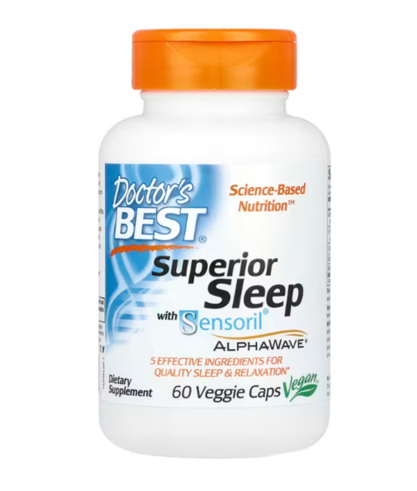 Doctor's Best, Superior Sleep with Sensoril AlphaWave, 60 Veggie Caps
