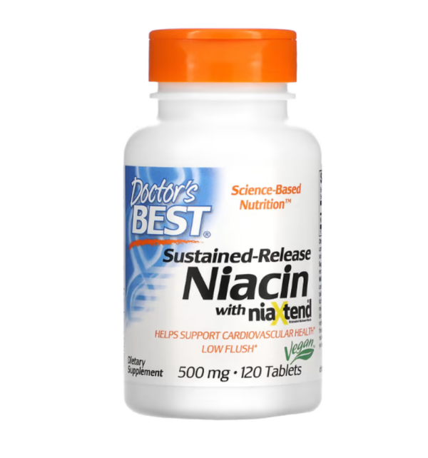 Doctor's Best, Sustained-Release Niacin with niaXtend, 500 mg, 120 Tablets