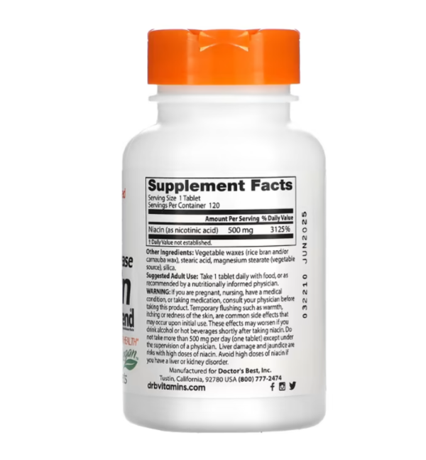 Doctor's Best, Sustained-Release Niacin with niaXtend, 500 mg, 120 Tablets