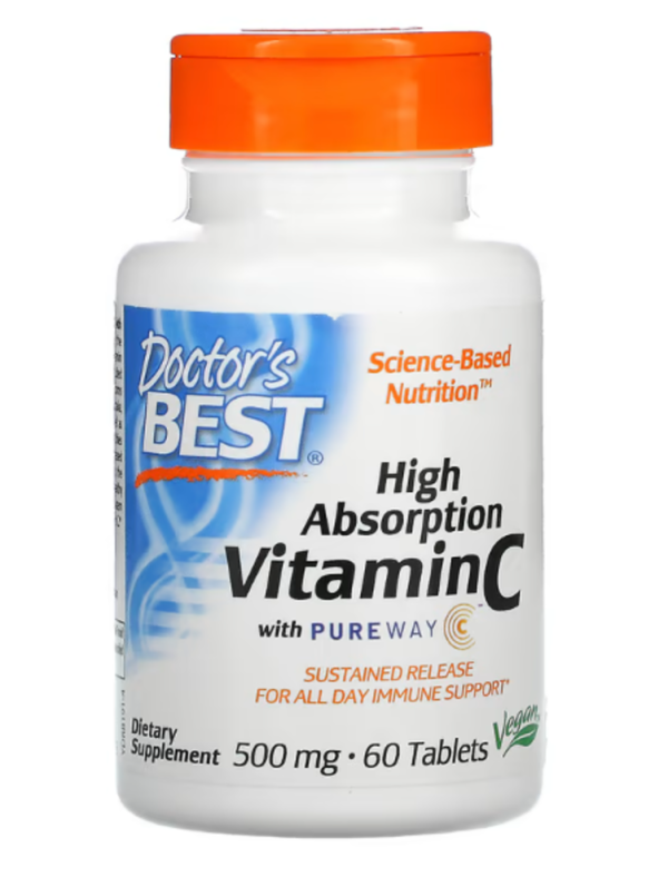 Doctor's Best, Sustained Release Vitamin C with PureWay-C, 500 mg, 60 Tablets