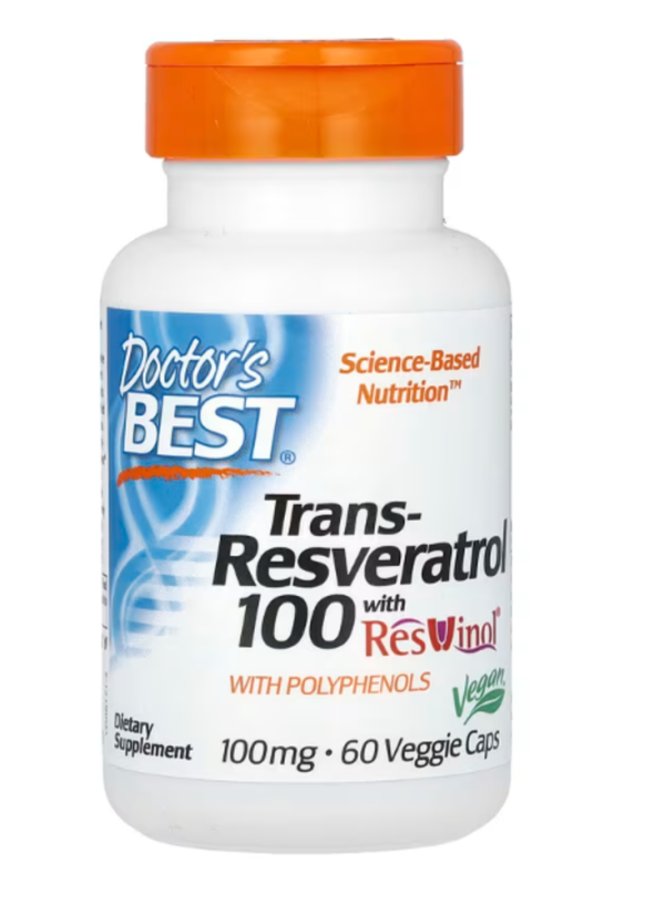 Doctor's Best, Trans-Resveratrol with Resvinol, 100 mg, 60 Veggie Caps