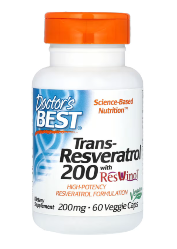 Doctor's Best, Trans-Resveratrol with Resvinol, 200 mg, 60 Veggie Caps