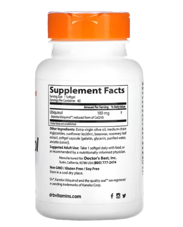 Doctor's Best, Ubiquinol with Kaneka, 100 mg, 60 Softgels