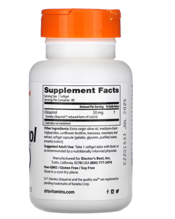 Doctor's Best, Ubiquinol with Kaneka, 50 mg, 90 Softgels