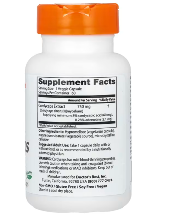 Doctor's Best, Ultra Cordyceps, 750 mg, 60 Veggie Caps