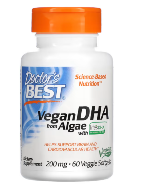 Doctor's Best, Vegan DHA from Algae with Life's DHA, 200 mg, 60 Veggie Softgels