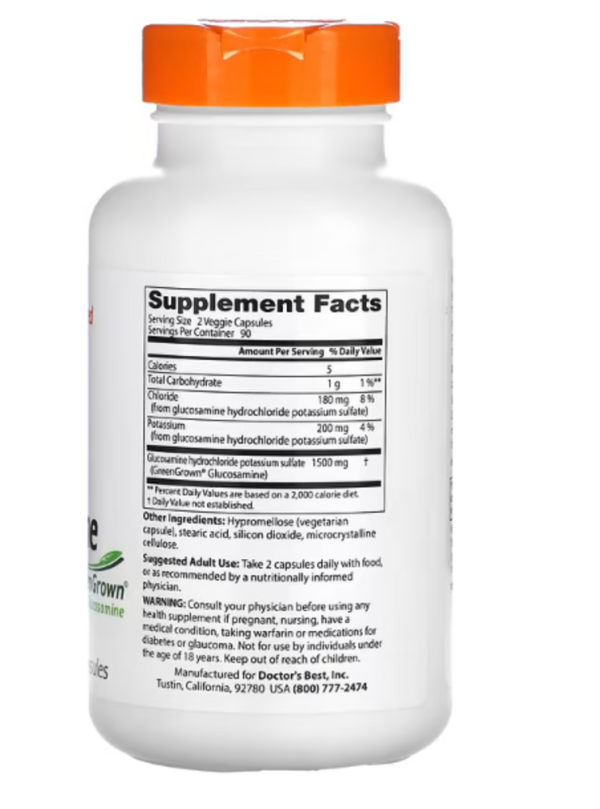 Doctor's Best, Vegan Glucosamine with GreenGrown Glucosamine, 750 mg, 180 Veggie Capsules