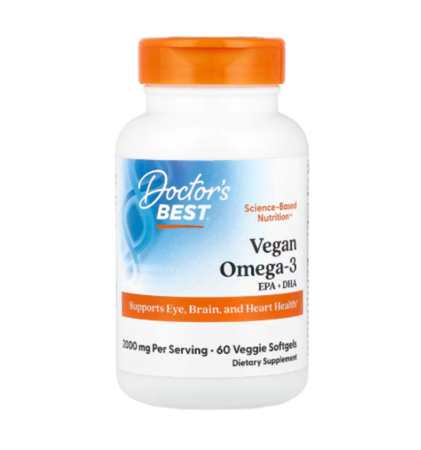 Doctor's Best, Vegan Omega-3, 2,000 mg, 60 Veggie Softgels (1,000 mg per Softgel)