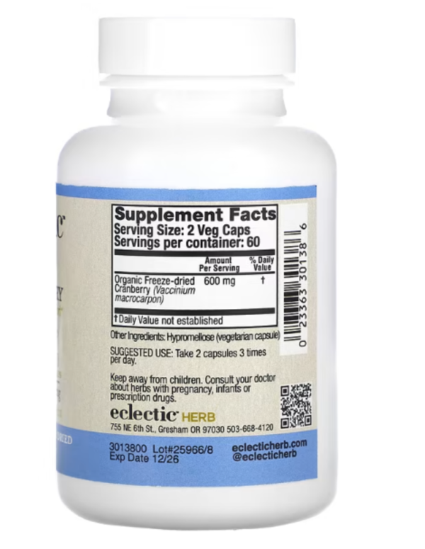 Eclectic Institute, Freeze Dried, Cranberry, 300 mg, 120 Veg Caps (150 mg per Capsule)