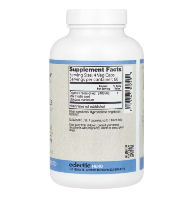 Eclectic Institute, Freeze-Dried Fresh, Milk Thistle, 600 mg, 240 Caps