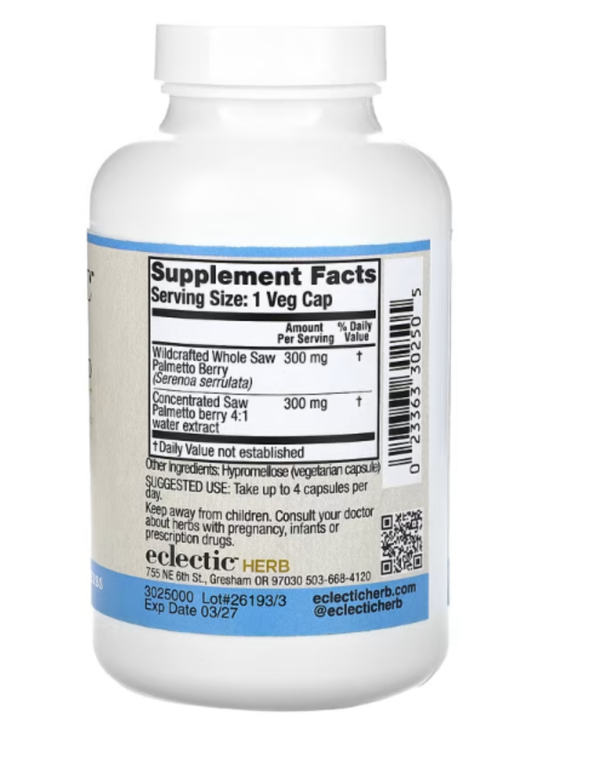 Eclectic Institute, Herb, Saw Palmetto, 600 mg, 240 Veg Caps