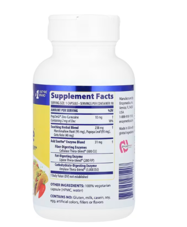 Enzymedica, Acid Soothe, 90 Capsules