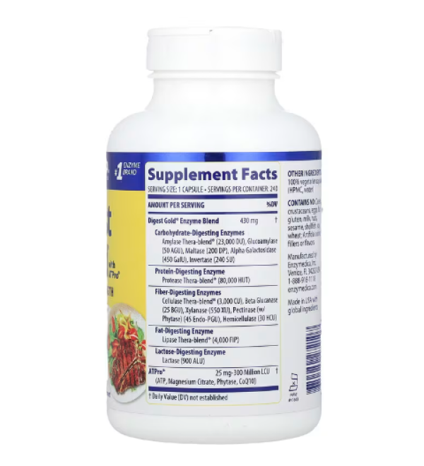 Enzymedica, Digest Gold® with ATPro®, Maximum Strength, 240 Capsules