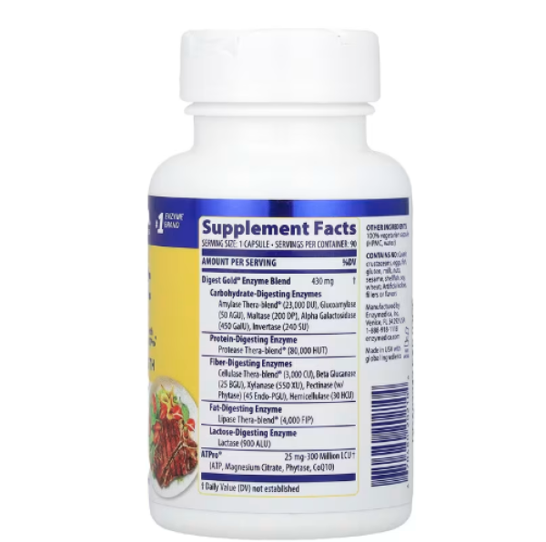Enzymedica, Digest Gold® with ATPro®, Maximum Strength, 90 Capsules
