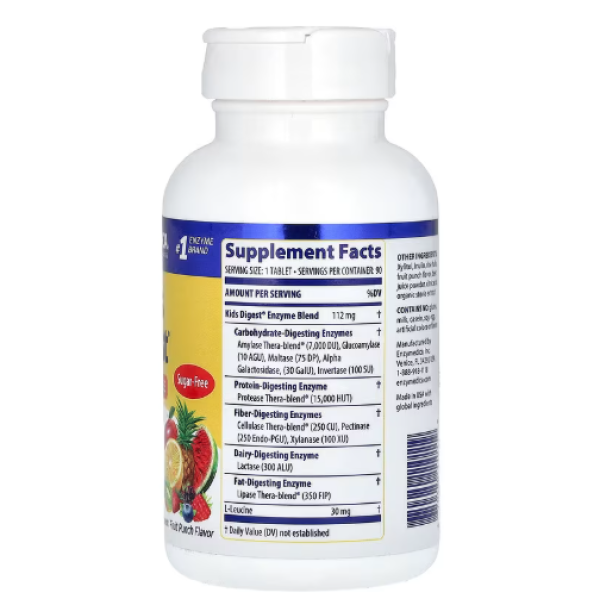 Enzymedica, Kids Digest, Fruit Punch, 90 Tablets