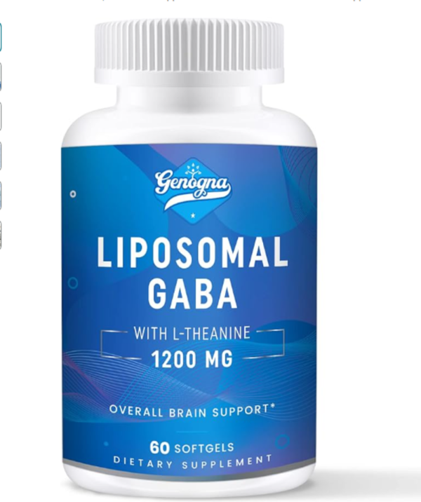 Genogna, GABA with L-Theanine Supplement 1200mg - High Bioavailable Liposomal GABA Supplements, 60 Capsules for Adults