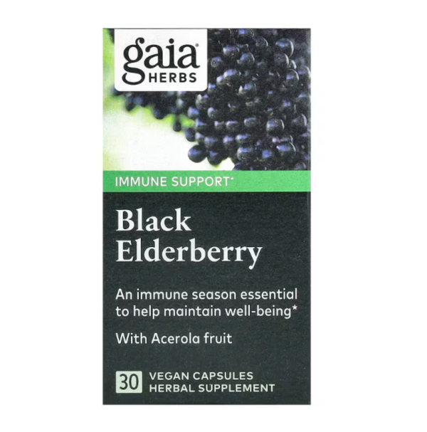 Gaia Herbs, Black Elderberry with Acerola Fruit, 30 Vegan Capsules