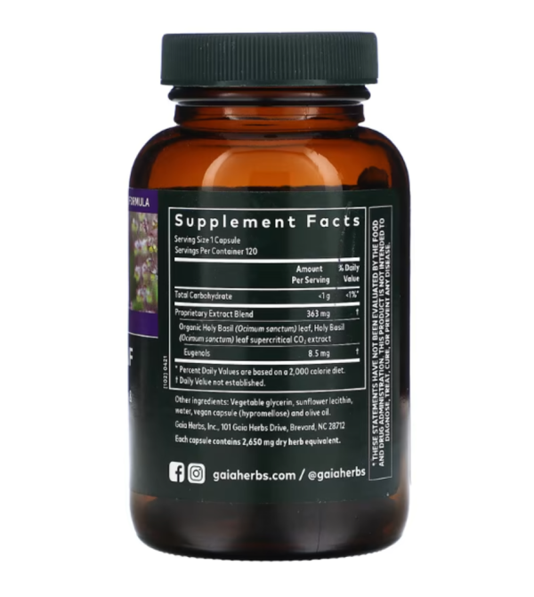 Gaia Herbs, Holy Basil Leaf, 120 Vegan Liquid Phyto-Caps