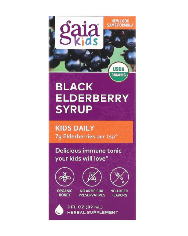 Gaia Herbs, Kids, Black Elderberry Syrup, 3 fl oz (89 ml)