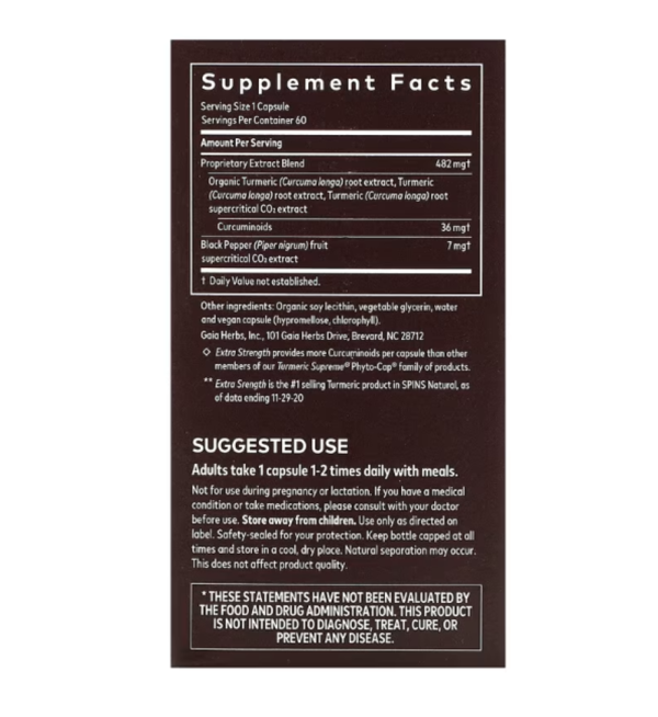 Gaia Herbs, Turmeric Supreme, Extra Strength, 60 Veggie Liquid Phyto-Caps