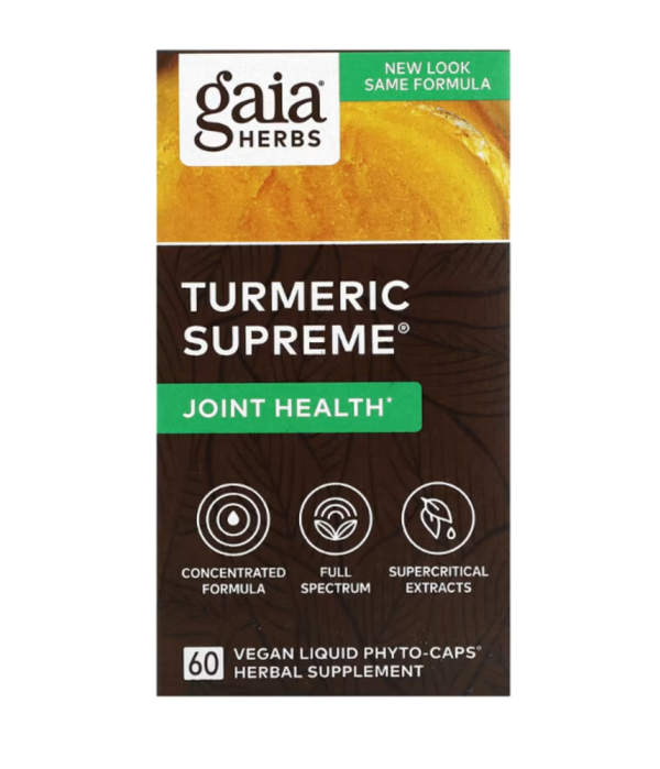 Gaia Herbs, Turmeric Supreme, Joint Health, 60 Vegan Liquid Phyto-Caps