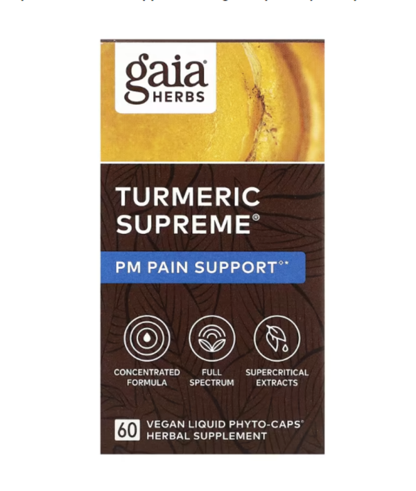 Gaia Herbs, Turmeric Supreme, PM Pain Support, 60 Vegan Liquid Phyto-Caps