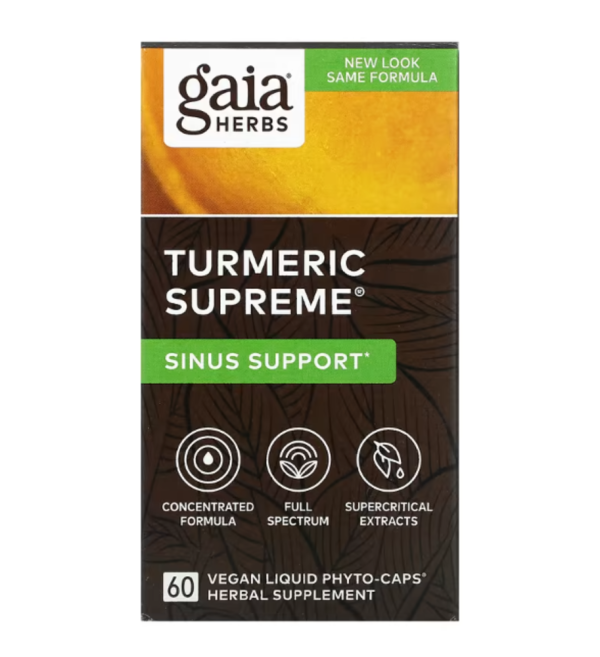 Gaia Herbs, Turmeric Supreme, Sinus Support, 60 Vegan Liquid Phyto-Caps