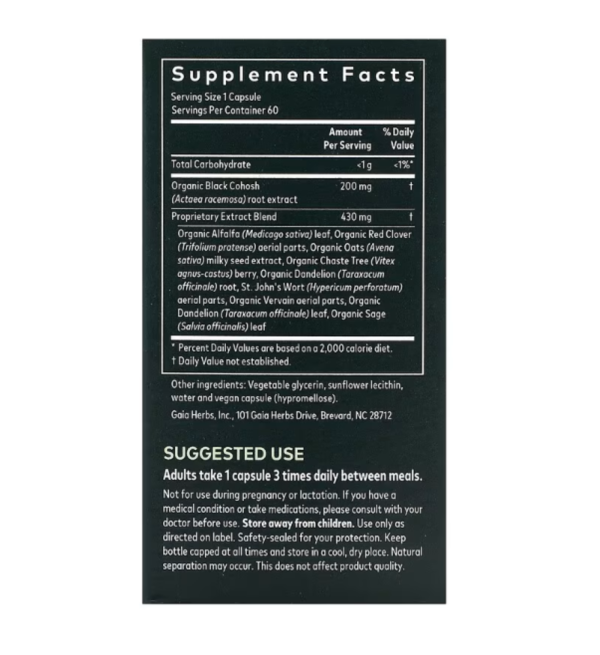 Gaia Herbs, Women, Menopause Support, Daytime, 60 Vegan Liquid Phyto-Caps