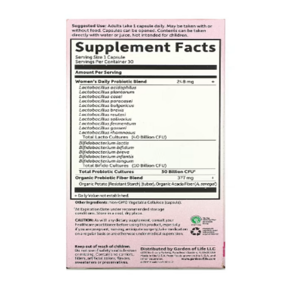 Garden of Life, Dr. Formulated Probiotics, Once Daily Women's, 50 Billion, 30 Vegetarian Capsules