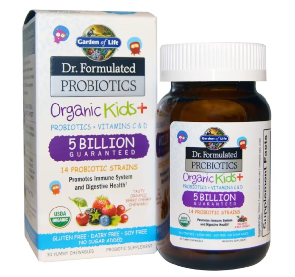 Garden of Life Dr. Formulated Probiotics Organic Kids Plus Berry Cherry -- 5 billion - 30 Yummy Chewables