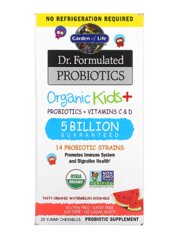 Garden of Life, Dr. Formulated Probiotics, Organic Kids +, Tasty Organic Watermelon, 30 Yummy Chewables