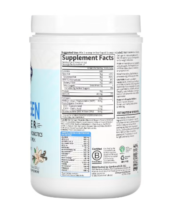 Garden of Life, Grass Fed Collagen Creamer, Creamy Vanilla, 11.64 oz (330 g)