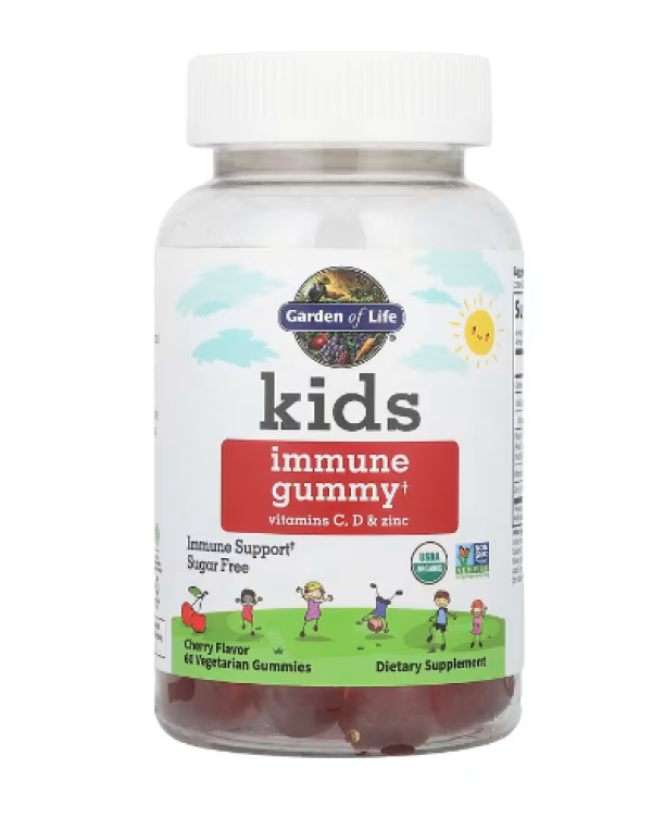 Garden of Life, Kid's Immune Gummy + Vitamin C, D & Zinc, Cherry, 60 Vegetarian Gummies