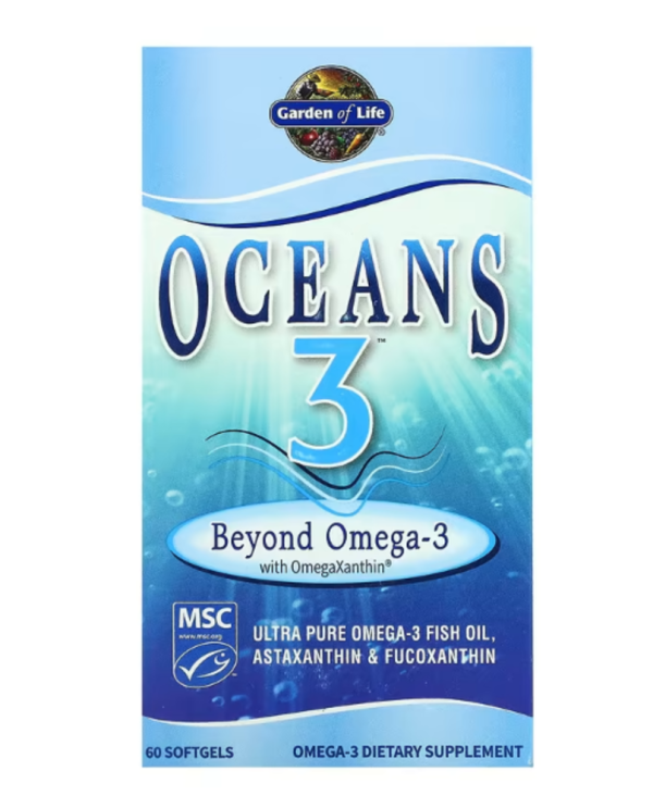 Garden of Life, Oceans 3, Beyond Omega-3 with OmegaXanthin, 60 Softgels