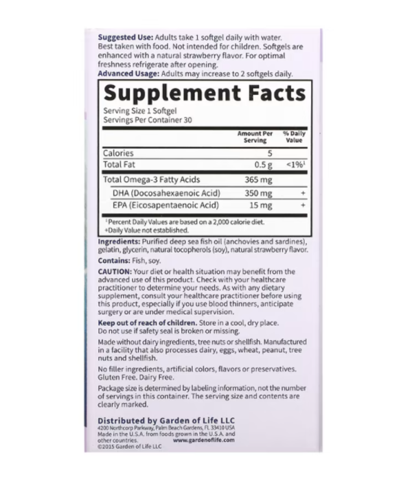 Garden of Life, Oceans Mom, Prenatal DHA, Strawberry, 350 mg, 30 Softgels