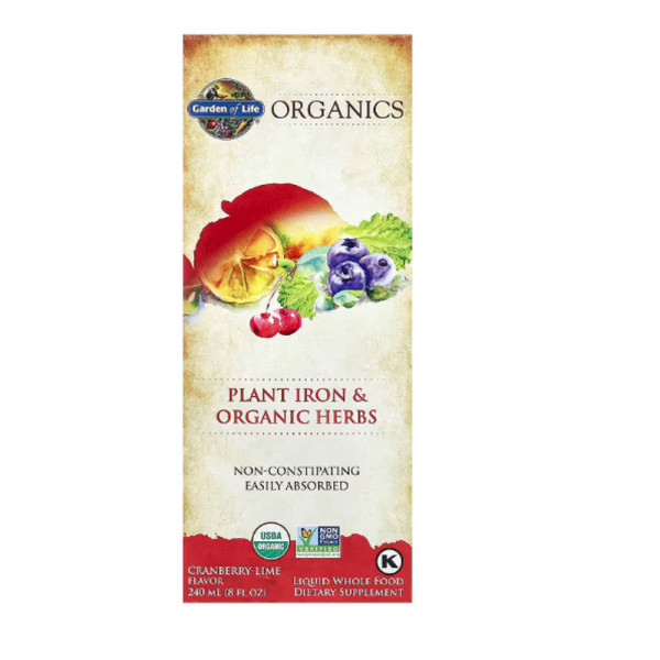 Garden of Life, Organics, Plant Iron & Organic Herbs, Cranberry-Lime, 8 fl oz (240 ml)