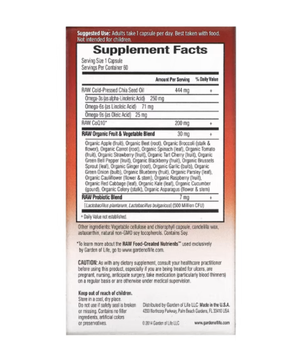 Garden of Life, RAW CoQ10, 200 mg, 60 Vegan Capsules