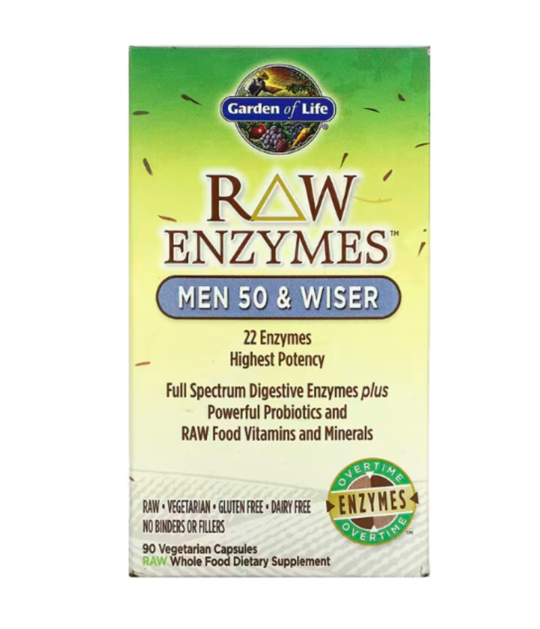 Garden of Life, RAW Enzymes, Men 50 & Wiser, 90 Vegetarian Capsules