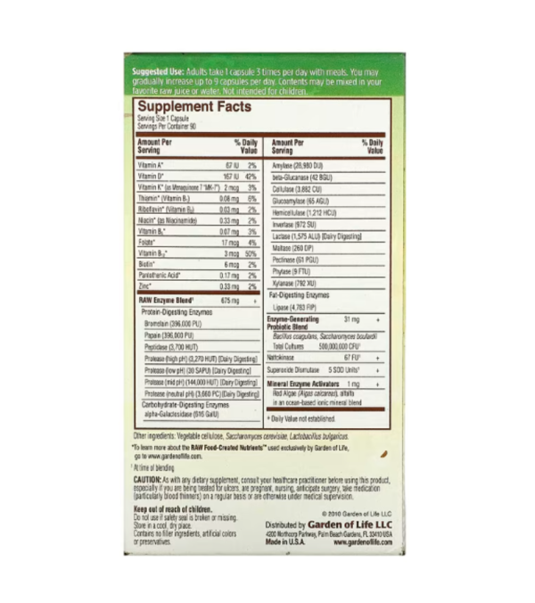 Garden of Life, RAW Enzymes, Men 50 & Wiser, 90 Vegetarian Capsules