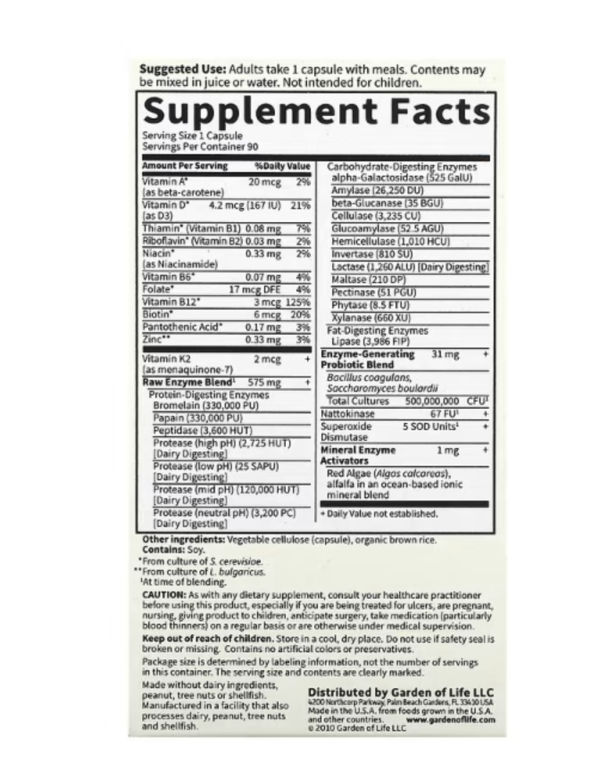Garden of Life, RAW Enzymes, Men, 90 Vegetarian Capsules