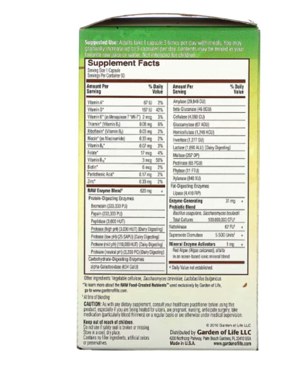 Garden of Life, RAW Enzymes, Women 50 & Wiser, 90 Vegetarian Capsules