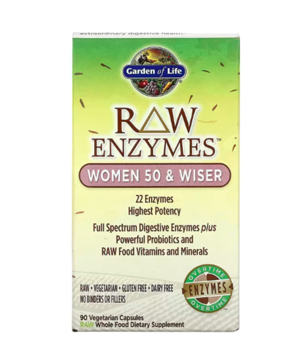 Garden of Life, RAW Enzymes, Women 50 & Wiser, 90 Vegetarian Capsules