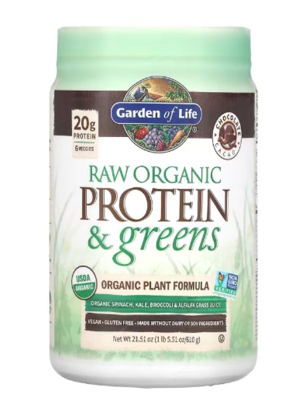 Garden of Life, RAW Organic Protein & Greens, Plant Formula, Chocolate Cacao, 21.51 oz (610 g)