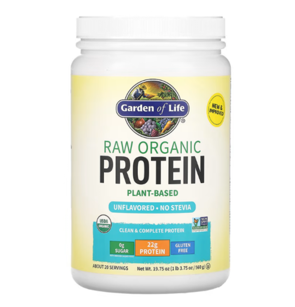 Garden of Life, RAW Organic Protein, Plant-Based, Unflavored, 19.75 oz (560 g)