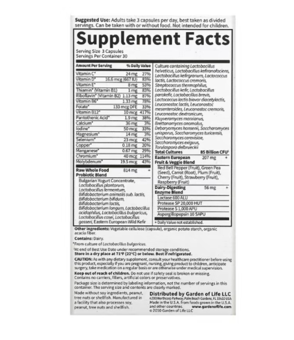 Garden of Life, RAW Probiotics, Men 50 & Wiser, 85 Billion, 90 Vegetarian Capsules (28.33 Billion Live Cultures per Capsule)