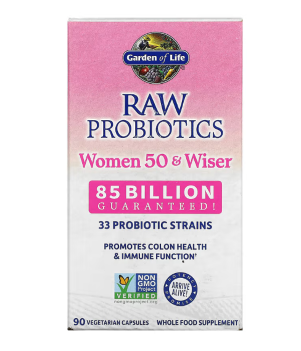 Garden of Life, RAW Probiotics, Women 50 & Wiser, 85 Billion, 90 Vegetarian Capsules (28.33 Billion Live Cultures per Capsule)